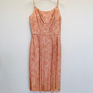 🔥 Vintage 1950s Peach Lace Cocktail Dress Size 2